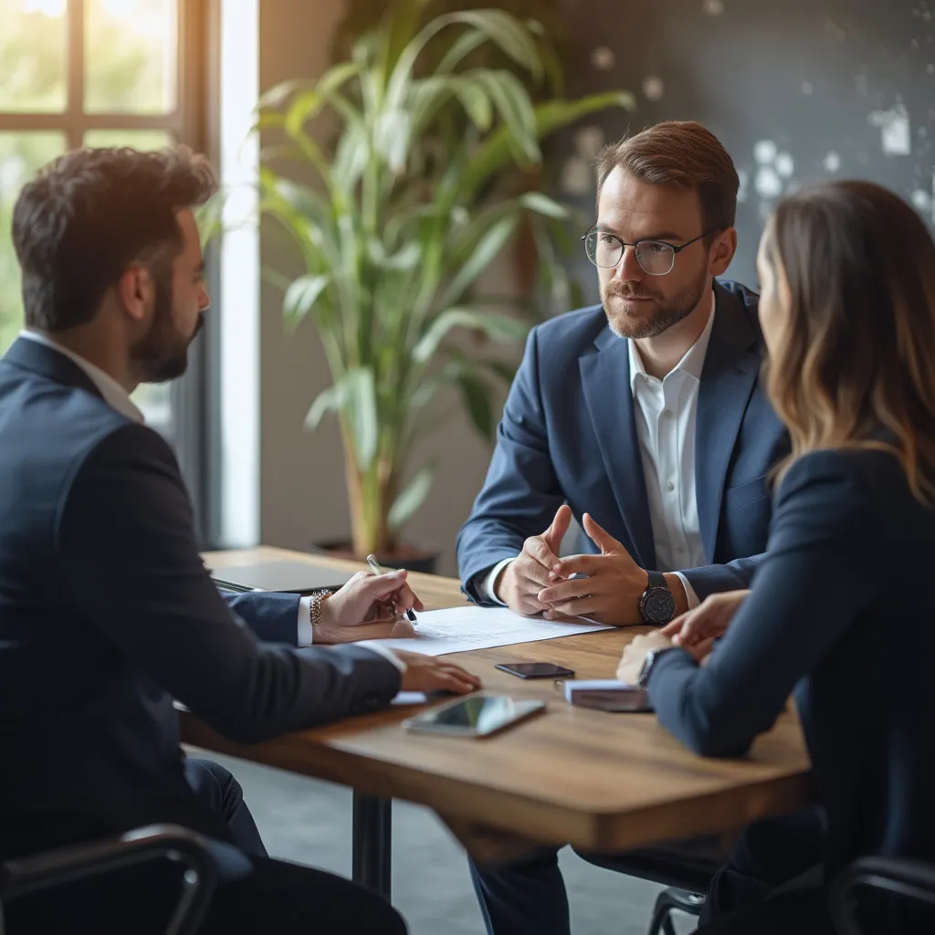 Equipo de consultores profesionales en reunión estratégica